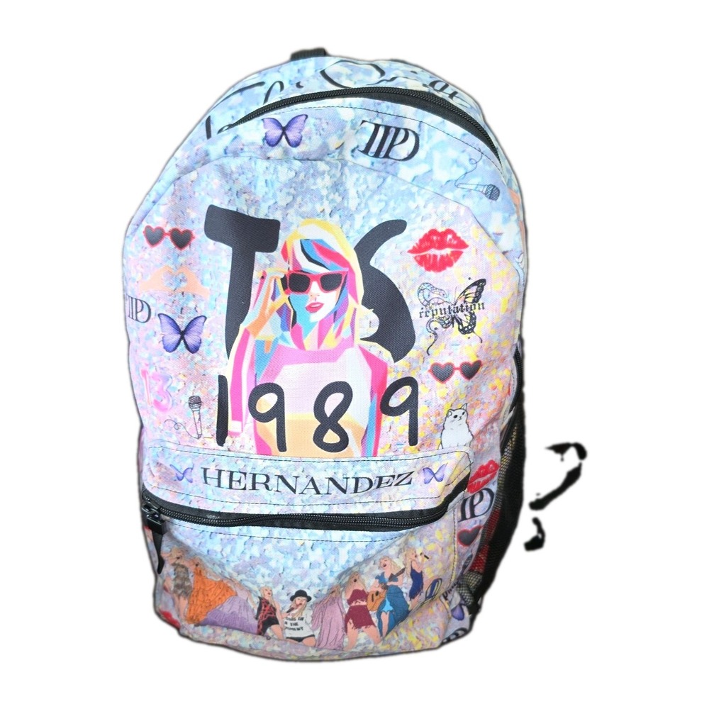 Taylor Swift Eras Tour All Over Print Backpack White Music Fan Merch Bag